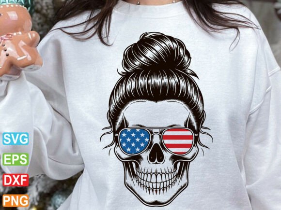 American Mom Skull PNG 4th of July: A Festive Graphic for Bold Branding