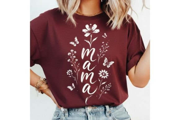 Mama SVG PNG: A Feminine Botanical Graphic for T-Shirt Designs