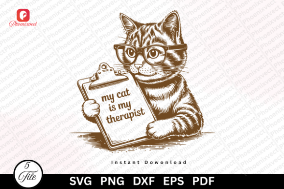 Nerdy Cat Sunglasses Sublimation SVG PNG for Merch and Design Projects