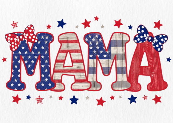 Retro Mama 4th of July Mom American PNG for T-Shirt Designs and Graphics