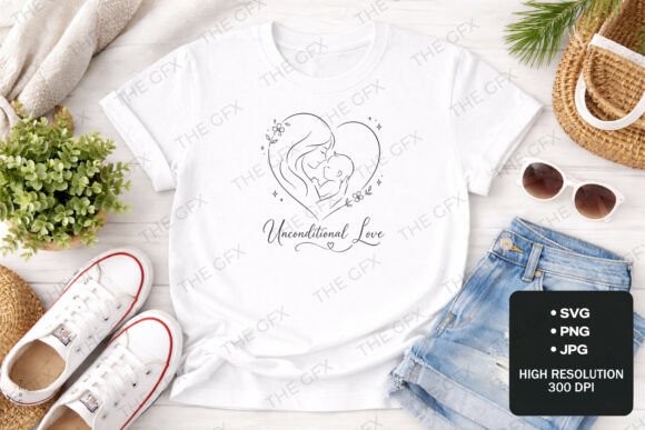 Unconditional Love Mom T-Shirt Design: A Heartfelt Graphic for Merchandise