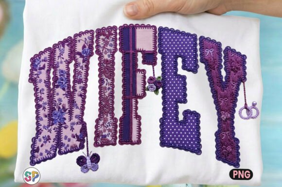 Wifey Patchwork Lace PNG, Purple Floral: A Design Asset for Creative T-Shirt Designs and Branding